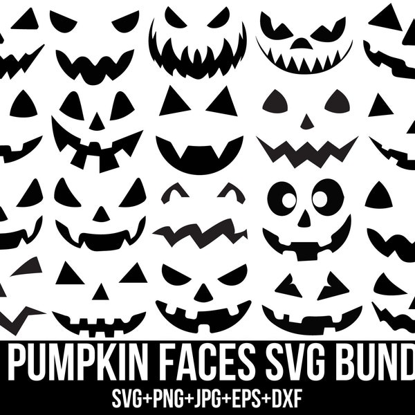 Pumpkin Face svg Bundle, Pumpkin with Lashes, Jack O Lantern Svg, Halloween Smiling Svg, Halloween Svg, Cut Files For Cricut, Silhouette