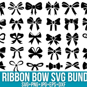 Pacchetto fiocco nastro Svg, nastro Svg, fiocco svg, regalo Svg, papillon Svg, fiocco regalo Svg, contorno fiocco Svg, nastro, file per Cricut, Silhouette