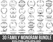 Family Name Monogram Svg Bundle, Family Sign Svg, Family Svg, Split Monogram Svg, Wedding Monogram Svg, Family Name Frame, Files For Cricut
