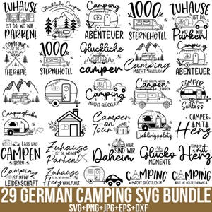 Deutsche Plotterdatei Camping Svg Bundle, Senderismo svg, Plotterdatei Camper, Camping Sprüche Zuhause Svg, Camisa de camping svg, Corte para Cricut