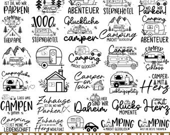 Plotterdatei Camping Wohnwagen Svg Bundle, Deutsche Plotterdatei Camping Svg, Plotterdatei Camper, Camping Sprüche Zuhause Svg, For Cricut