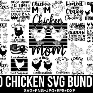 Bundle Svg poulet, Svg drôle de poulet, Svg de dame de poulet fou, Svg de poule, Svg de coq, Svg de chuchoteur, Clipart de poulet, pour Cricut, Silhouette