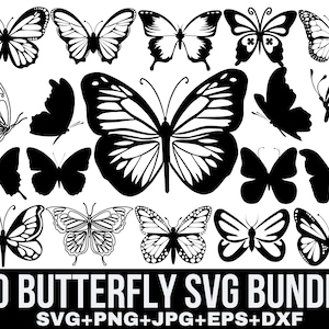 Pacote de Borboletas SVG, Borboletas SVG, Borboletas em Camadas SVG, Enxame de Borboletas SVG, Desenho de Borboleta SVG, Clipart de Borboleta, Corte para Cricut