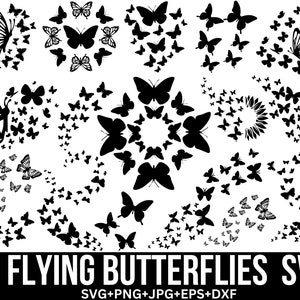 Bundle Svg papillons volants, png papillon, Svg en couches, essaim de papillons svg, Svg papillon, mise en page de conception, fichiers pour Cricut, Silhouette