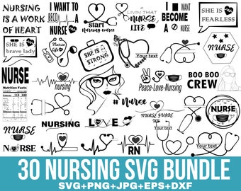 Nurse SVG Bundle, Nurse Quotes,  Nurse Monogram, stethoscope bundle, Nurse Mom,  Nurse Life SVG, Cut Files For Cricut, Silhouette