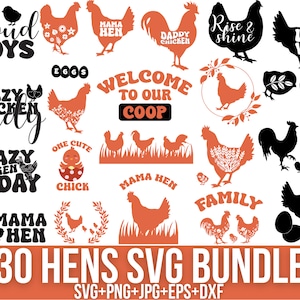 Chicken Svg Bundle, Farm Chicken Svg, Rooster Svg, Floral Chicken Svg, Chicken lady Svg, Chicken Whisperer Svg, Cut File Cricut, Silhouette