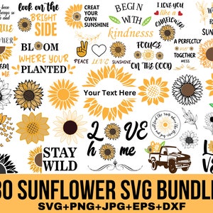 Sunflower SVG Bundle,  Sunflower Quotes svg, Half Sunflower Svg, Monogram Svg, Flower Svg, Sunflower Clipart, Cut File Cricut