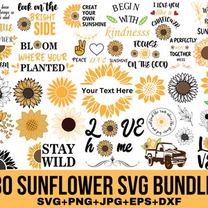 Bundle Svg tournesol, tournesol citations svg, Svg fleur, demi-tournesol Svg, monogramme Svg, Clipart tournesol, couper fichier Cricut, Silhouette