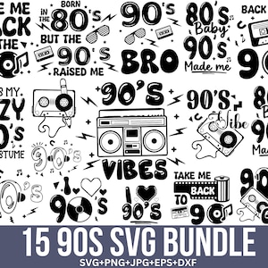 Pacote SVG dos anos 90, Festa dos anos 90 Svg, Vibração dos anos 90, designs de camisetas dos anos 90 svg, Svg dos anos 90, Vibes dos anos 90 Svg, Svg retrô dos anos 90, Eu amo os anos 90, Silhueta, Corte