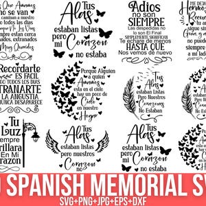 Pack commémoratif espagnol, Citations commémoratives, Svg lanterne commémorative, Tus Alas Estaban listas, Svg souvenir, Recordarte es fácil, Cricut