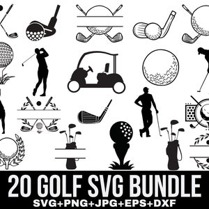 20 Golf Svg Bundle, golf ball svg, Golf monogram svg, Golf club svg, Golfer svg, Golf Quotes Svg, Cut files for Cricut, Silhouette