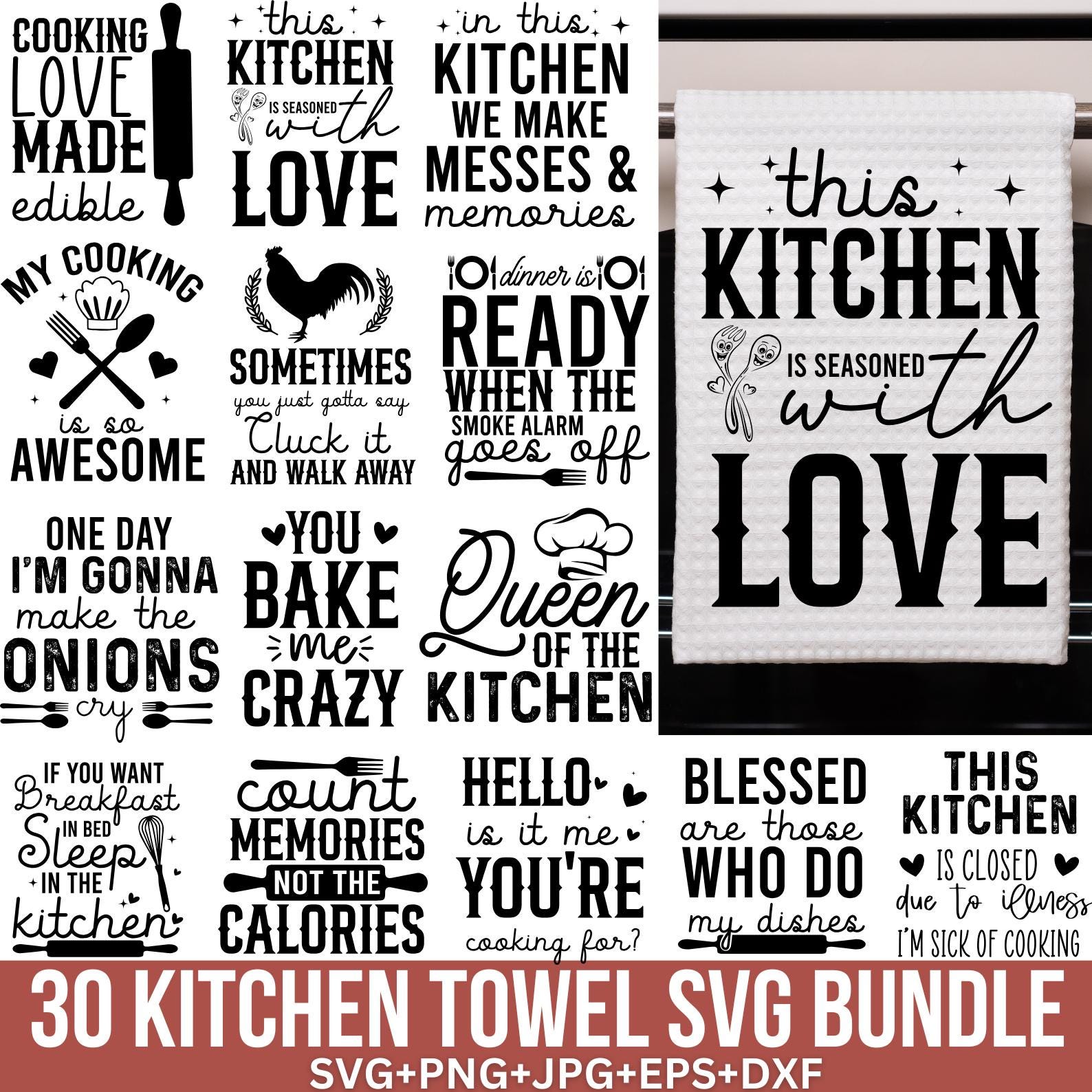 Kitchen Towel Svg Bundle, Kitchen Quotes, Pot Holder Svg, Funny Cooking ...