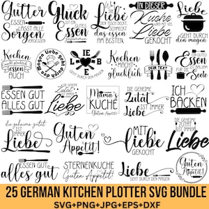 Duitse keuken plotter bestand Svg bundel, grappige keuken Svg, keuken citaten Svg, Duitse Zuhause Svg, bakken, Guten Appetit Laserdatei, Cricut