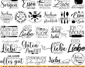 Paquete svg de archivo de trazador de cocina alemán, citas de cocina svg, zuhause alemán svg, cocina divertida svg, hornear, Guten Appetit Laserdatei, Cricut