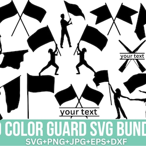 Color Guard Svg Bundle, Color Guard Flag Svg, Color Guard Rifle, Flag Girl Svg, Color Guard Mom, Split Monogram, Marching Band For Cricut