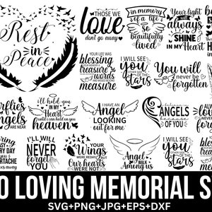 Liefdevolle Memorial Svg-bundel, Rest In Peace Svg, Angel Wings Svg, Mom Memorial Svg, Memorial Quotes Svg, kardinaal Svg, voor Cricut, silhouet