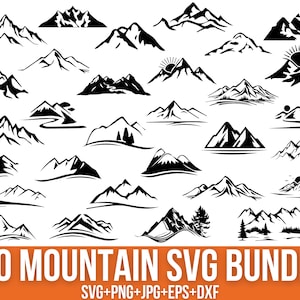 Bundle Svg montagnes, forêt arbre Svg, aventure, Svg paysage, forêt Svg, montagne dessinés à la main, montagne Clip Art, fichiers pour Cricut