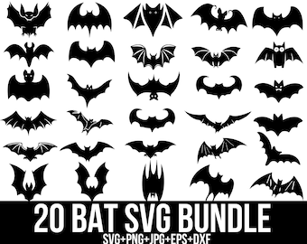 Bat Svg Bundle, Halloween Bat Svg, Cute Bat Svg, Halloween, Night Bat Svg, Bat Wings Svg, Bat Clipart, Cut Files For Cricut, Bat Silhouette