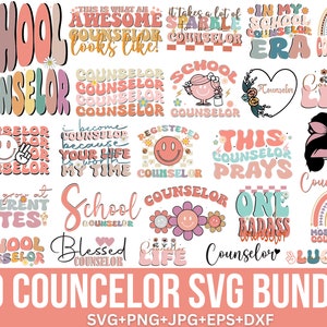 Paquete de Svg de consejero escolar, regreso a clases, primer día de clases, Svg de escuadrón, accidente cerebrovascular de consejero bendecido, Svg de escuela, archivos para Cricut, silueta