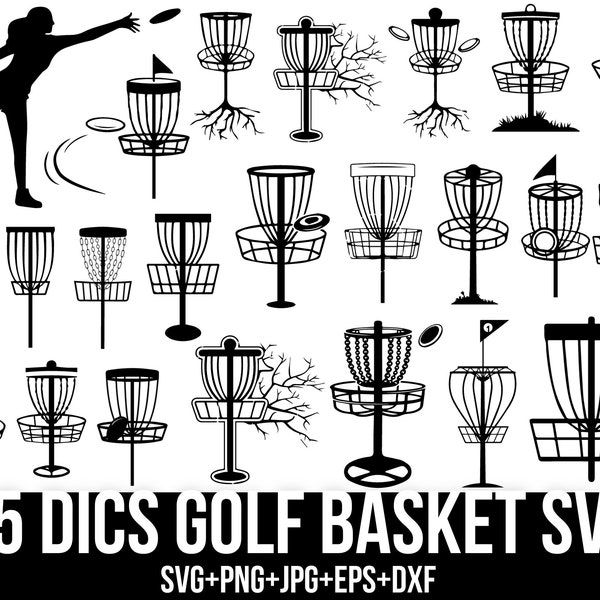 Disc Golf SVG Bundle, Disc Golf Vector, Disc Golf Basket Player, Golfer Svg, Frisbee Golf, Tree Roots Svg, Cut Files For Cricut, Silhouette