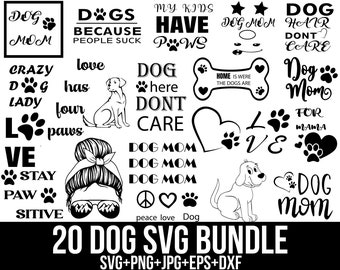 Dog Mom SVG Bundle, Dog Mom Png, Paw Svg, Dog Quotes Svg, Pawsitive Svg, Dog Sayings Svg, Dog lover Svg, Puppy Svg, For Cricut, Silhouette