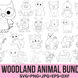 Woodland Animals svg,Woodland Animals svg bundle,Animals Coloring SVG, Forest animals,Cricut cut files, layered files, Silhouette