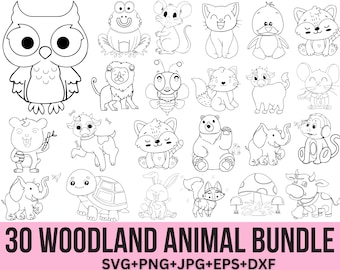 Woodland Animals svg,Woodland Animals svg bundle,Animals Coloring SVG, Forest animals,Cricut cut files, layered files, Silhouette
