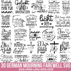 Duitse Trauer Plotter-bestand Svg-bundel, Trauer Duits gezegde Svg, rouw afscheid Svg, troost licht Svg, Duits Svg, knippen voor Cricut