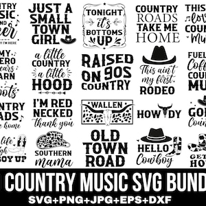 Pacote de música country Svg, Southern Svg, Sassy Svg, Rodeo Svg, Southern Girl Svg, Howdy svg, Cowgirl Svg, Country Life Svg, Arquivo de corte Cricut