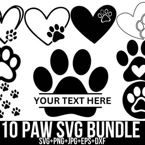 Pet Footprint Svg Bundle, Paw Png, Animal Paw Svg, Dog Svg, Dog Foot Print Svg, Cat Paws, Heart Paw Svg, Dog Paw Print, Cricut, Silhouette