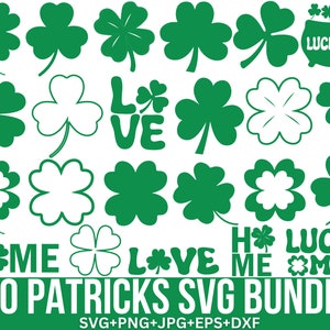 Shamrock svg Bundle, st patricks day svg, Clover svg, Lucky clover svg, Irish svg, Cuatro archivos svg para cricut, Sublimación digital Png