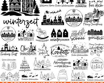 Christmas Plotter File Svg Bundle, Christmas Houses, Weihnachten Svg, Plotterdatei weihnachten Svg, Christmas Svg, German Svg, For Cricut