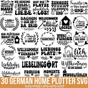 House Heart Love Botanical svg bundle, German Home Plotter, German Home svg, Leaf Banner Herz svg, Home lettering saying svg, Cut for Cricut
