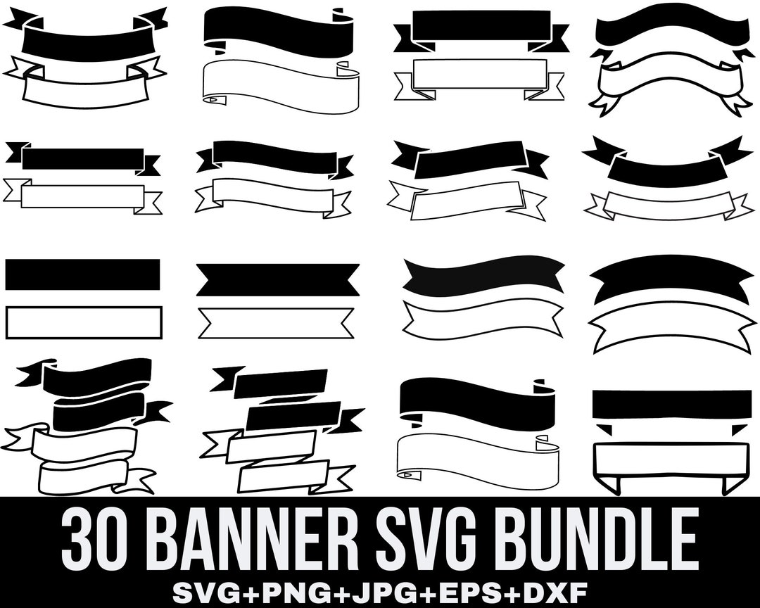 Banner Svg Bundle, Ribbon Banner Svg, Banner Outline, Banners Png