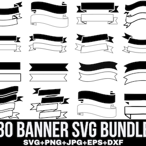 Banner SVG-Bundle, Banner Png, Geburtstagsbanner svg, Formen svg, Ribbon Banner svg, Banner Clipart, Bannerumriss, File Cricut, Silhouette