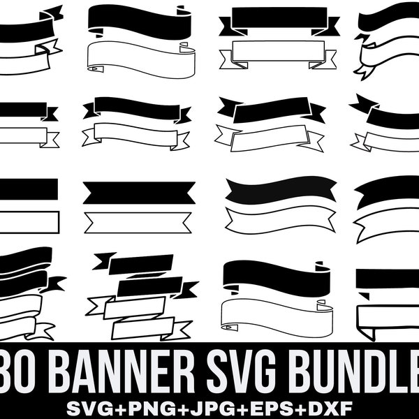 Banner Svg Bundle, Ribbon Banner Svg, Banner Outline, Banners Svg, Banner template, Shapes Svg, Banner Clipart, Cut file Cricut, Silhouette