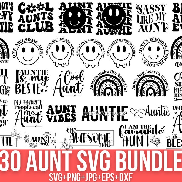 Aunt svg bundle, Retro aunt svg, Auntie shirt svg, Aunt life svg, Best Aunt Ever Svg, Auntie quotes svg, Cool aunt svg,  Instant Downloads