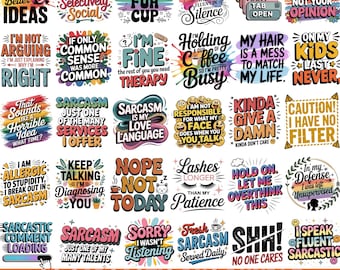 Sarcastic PNG Bundle, Sarcastic Quotes, Funny Sarcastic Svg, Sublimation Designs, Sarcastic Keychain PNG, Sarcasm Png, Digital Download