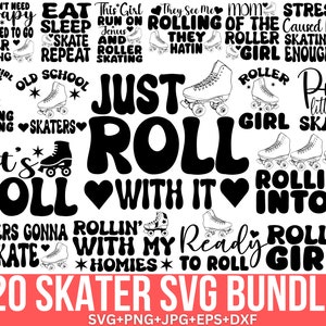 Roller Skate Svg Bundle, Ice skating Svg, Roller Derby, Skateboarding Svg, Figure Skating Png, Roller Skater Shirt Design, File for Cricut