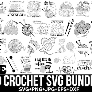 Crochet Svg Bundle, Crochet Quotes Svg, Hook Svg, Yarn Svg, Craft Room Sign Svg, Sewing Svg, Crochet Girl Svg, Files  for Cricut, Silhouette