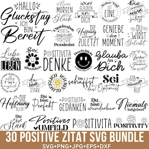 Pozytywy Zitat SVG Bundle, motywacyjne SVG, Sprüche SVG, niemiecki pozytywny SVG, niemieckie powiedzenie SVG, niemiecki SVG, pliki do Cricut, sylwetka