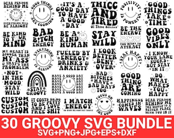 Groovy Svg Bundle, Boho Quotes Svg, Inspirational Svg, Hippie Svg, Retro Svg, Motivational Svg, Aesthetic Svg, Trendy Svg, Files for Cricut