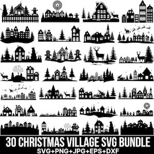 Christmas Villages Svg Bundle, Christmas Houses Svg, Christmas Town Svg, Glowforge Svg, Christmas Tree Svg, Christmas Svg, Files For Cricut