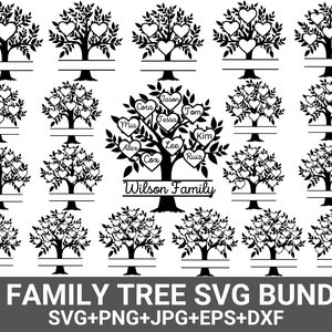 Pacchetto albero genealogico in formato SVG da 1 a 20 membri, Albero della vita in formato SVG, Albero genealogico in formato PNG, Riunione di famiglia in formato SVG, Famiglia in formato SVG, Ramo dell'albero genealogico, Albero per Cricut