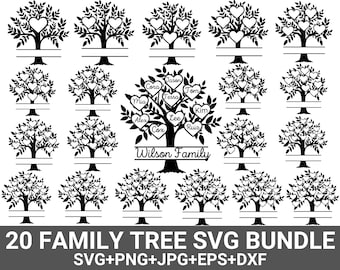 Family tree svg bundle 1-20 members, Family Svg, Tree of Life Svg, Family Reunion Svg, Tree Svg, Tree Clipart, Cut For Cricut, Silhouette