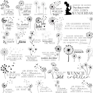 German Dandelions Svg Bundle, Dandelions Quotes, Dandelions Svg, Plotter file Svg, German Svg, Motivational Sayings, Floral Svg, For Cricut image 2