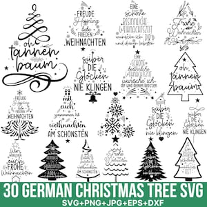Arquivos de plotter de árvore de Natal alemã Svg Bundle, árvore de Natal Svg, frases Svg, Weihnachten Svg, citações de Natal Svg, Cricut, Silhouette