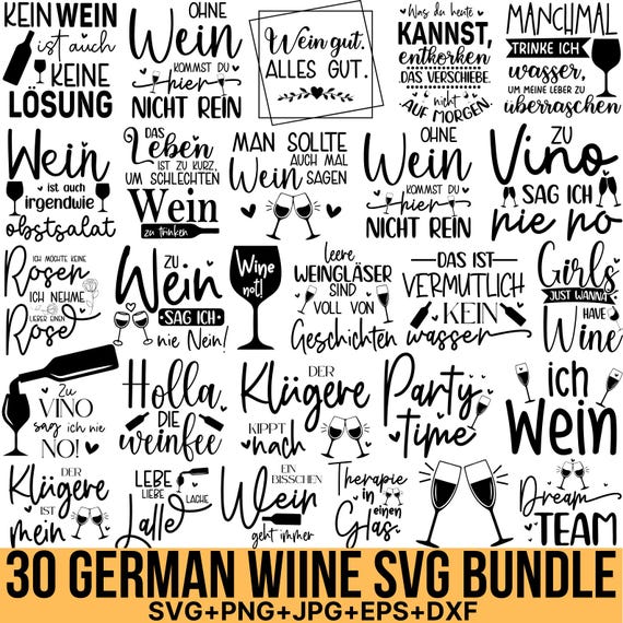 German Wine Sayings Svg Bundle, Alcohol Svg, German Aperol Svg, Wine Svg, Beer Svg, German Sayings Svg, Wine Mode, Wine o clock, For Cricut