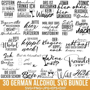 Paquete de SVG de alcohol alemán, refranes alemanes sobre vino, SVG de bebida alemana, SVG de alcohol, SVG de café, SVG de Lillet, SVG de cerveza, SVG de Aperol, para Cricut