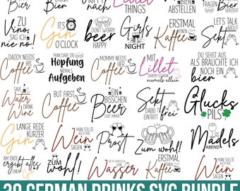 Paquete de bebidas alemanas, refranes alemanes, alcohol, Bier Sprüche, Aperol, café, Wein alemán, Lillet, Cricut